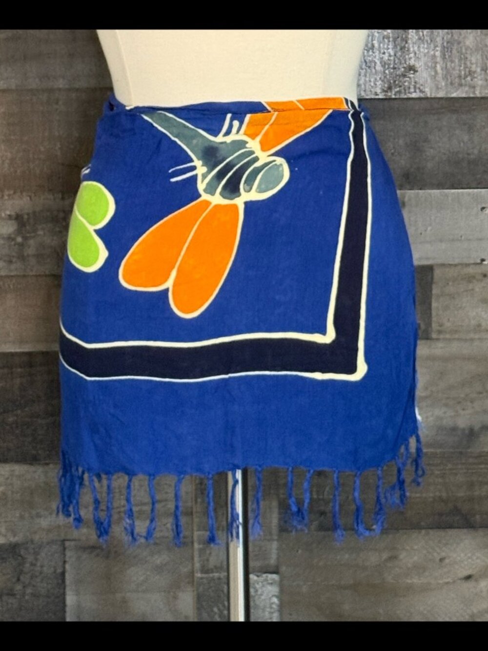 Dragonfly wrap sarong OS tropical beach rainbow batik resortwear summer vacation